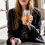 Premium Teeflasche mit Edelstahl Teesieb - handlich - Zeitsparend - 380ml - BEIGE - GEVA Vital