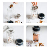 Premium Teeflasche mit Edelstahl Teesieb - handlich - Zeitsparend - 380ml - SCHWARZ - GEVA Vital