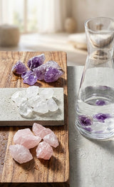 Edelsteinwasser Basis-Set Amethyst + Bergkristall + Rosenquarz