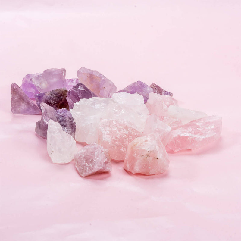 Edelsteinwasser Basis-Set Amethyst + Bergkristall + Rosenquarz